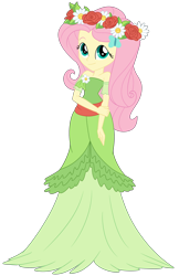 Size: 2500x3863 | Tagged: safe, artist:cartoonmasterv3, artist:nie-martw-sie-o-mnie, imported from derpibooru, fluttershy, human, equestria girls, clothes, coronation, coronation dress, dress, floral head wreath, flower, long dress, long skirt, simple background, skirt, solo, transparent background