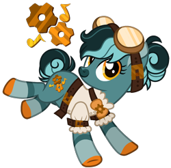 Size: 1480x1459 | Tagged: safe, artist:strawberry-spritz, imported from derpibooru, oc, earth pony, pony, clothes, female, goggles, magical lesbian spawn, mare, offspring, parent:lyra heartstrings, parent:octavia melody, parents:octyra, shirt, simple background, solo, transparent background