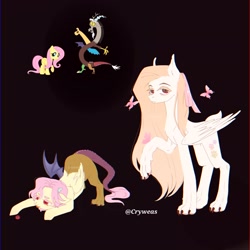 Size: 2048x2048 | Tagged: safe, artist:cryweas, imported from derpibooru, discord, fluttershy, oc, hybrid, interspecies offspring, offspring, parent:discord, parent:fluttershy, parents:discoshy