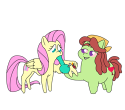 Size: 3500x3080 | Tagged: safe, artist:selkaycik, imported from derpibooru, fluttershy, tree hugger, earth pony, pegasus, pony, bloodshot eyes, bong, chubby, drugs, duo, flutterhigh, high, marijuana, simple background, white background