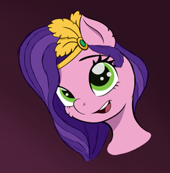 Size: 3508x3558 | Tagged: safe, artist:itchystomach, imported from derpibooru, pipp petals, pegasus, pony, bust, digital art, g5, purple background, simple background, solo