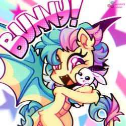 Size: 1000x1000 | Tagged: artist needed, safe, imported from derpibooru, pony, rabbit, animal, cute, female, hug, solo