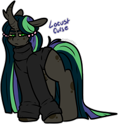 Size: 1569x1653 | Tagged: safe, artist:sexygoatgod, imported from derpibooru, oc, oc only, oc:locust curse, changepony, hybrid, pony, adoptable, interspecies offspring, offspring, parent:moondancer, parent:queen chrysalis, parents:moonalis, simple background, solo, transparent background
