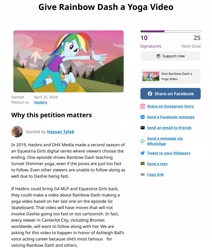 Size: 1620x1911 | Tagged: safe, imported from derpibooru, rainbow dash, equestria girls, wake up!, spoiler:eqg series (season 2), armpits, ashleigh ball, athletic, blurry background, change.org, clothes, english, female, fit, grin, inverse badger, jewelry, my little pony equestria girls: choose your own ending, necklace, op can't let go, outdoors, petition, reaching, slender, smiling, tanktop, text, thin, wake up!: rainbow dash, wristband, yoga, yoga pose
