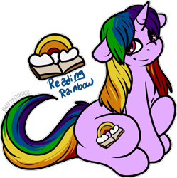 Size: 1555x1561 | Tagged: safe, artist:sexygoatgod, imported from derpibooru, oc, oc only, oc:reading rainbow, pony, unicorn, adoptable, female, horn, magical lesbian spawn, offspring, parent:rainbow dash, parent:twilight sparkle, parents:twidash, simple background, solo, transparent background