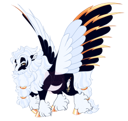 Size: 5200x4900 | Tagged: safe, artist:gigason, imported from derpibooru, oc, oc only, oc:voltage, pegasus, pony, absurd resolution, angry, beard, blaze (coat marking), clothes, coat markings, colored hooves, colored pinnae, colored wings, facial hair, facial markings, golden eyes, gradient wings, hoof polish, male, moustache, multicolored wings, obtrusive watermark, pale belly, pegasus oc, raised hoof, scowl, shiny hooves, simple background, socks, solo, spread wings, stallion, torn ear, transparent background, watermark, wings