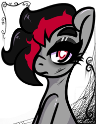 Size: 627x808 | Tagged: safe, artist:lazerblues, imported from derpibooru, oc, oc:miss eri, earth pony, pony, emo, looking at you