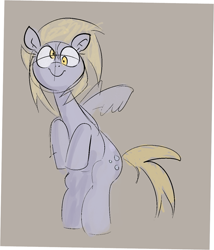 Size: 1105x1289 | Tagged: safe, artist:notsafeforsanity, imported from derpibooru, derpy hooves, pegasus, beige background, cute, derpabetes, simple background, sketch, solo, standing on two hooves