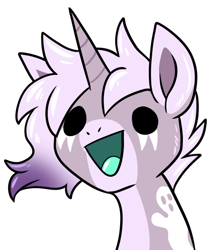 Size: 440x514 | Tagged: safe, artist:warlockmaru, imported from derpibooru, oc, oc only, oc:maru, pony, unicorn, bust, coat markings, dot eyes, excited, horn, looking at you, open mouth, open smile, portrait, simple background, smiling, solo, transparent background
