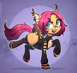 Size: 1056x1000 | Tagged: safe, artist:sparkling_light, imported from derpibooru, oc, oc only, bat pony, chest fluff, collar, ear piercing, earring, female, freckles, human shoulders, jewelry, npn (nightmare pony night), piercing, solo, spiked collar