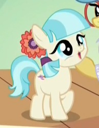 Size: 327x421 | Tagged: safe, edit, edited screencap, imported from derpibooru, screencap, charity kindheart, coco pommel, made in manehattan, cocobetes, cute, female, filly, flower, flower in hair, foal