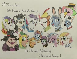 Size: 2012x1560 | Tagged: safe, artist:don2602, imported from derpibooru, berry bright, clever clover, coconut cream, dj pon-3, pinkie pie, reeka, smallfry, sparkler (g1), vinyl scratch, zipp storm, big cat, earth pony, human, pegasus, pony, tiger, unicorn, comic:when you wish upon a star, my little pony: pony life, atlantis: the lost empire, beauty and the beast, bolt (disney), cigar, clothes, disney 100, dr. facilier, ear piercing, earring, encanto, eyes closed, facial markings, g1, g1 to g4, g2, g2 to g4, g3, g3 to g4, g4.5 to g4, g5, g5 to g4, generation leap, glasses, glory (g5), grace (disney), hair tie, hat, home on the range, horn, jewelry, jose carioca, kida, lightning chill, looking at each other, looking at someone, looking at you, looking back, maggie (disney), mirabel madrigal, mrs. calloway (disney), music notes, necklace, once upon a studio, one eye closed, peach fizz, peter pan, piercing, pippsqueak trio, pippsqueaks, pirate hat, robin hood, seashell (g5), singing, smiling, song reference, strange world, the princess and the frog, the three caballeros, toola-roola, traditional art, treasure planet, when you wish upon a star, wink, zootopia
