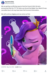 Size: 598x902 | Tagged: safe, imported from derpibooru, screencap, equestria daily, spoiler:g5, spoiler:my little pony: make your mark, spoiler:my little pony: make your mark chapter 2, spoiler:mymc02e07, g5, hoof done it?, meta, my little pony: make your mark, my little pony: make your mark chapter 2, solo, twitter, where'd it go
