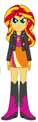 Size: 309x975 | Tagged: safe, artist:qbert2kcat, imported from derpibooru, sunset shimmer, human, equestria girls, boots, clothes, female, high heel boots, jacket, looking at you, my little pony equestria girls, shirt, shoes, simple background, skirt, smiling, solo, transparent background