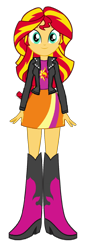 Size: 718x1629 | Tagged: safe, artist:qbert2kcat, imported from derpibooru, sunset shimmer, equestria girls, boots, clothes, high heel boots, jacket, shirt, shoes, simple background, skirt, solo, transparent background