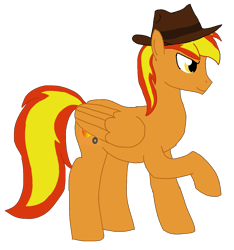 Size: 1299x1389 | Tagged: safe, artist:mlp-headstrong, imported from derpibooru, oc, oc only, oc:firey ratchet, pegasus, fedora, hat, male, simple background, solo, transparent background
