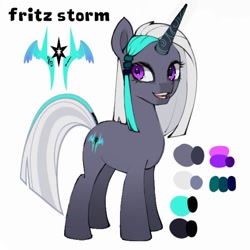 Size: 600x600 | Tagged: safe, artist:505p0ni, imported from derpibooru, oc, oc only, oc:fritz storm, pony, unicorn, female, horn, mare, reference sheet, simple background, solo, white background