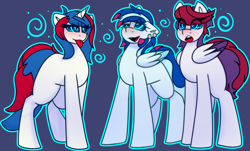 Size: 4441x2674 | Tagged: safe, artist:askhypnoswirl, imported from derpibooru, oc, oc only, oc:paperweight, oc:relache, oc:sarif, pegasus, pony, unicorn, horn, hypnosis, trio