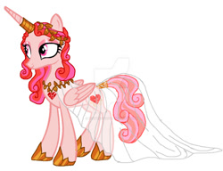 Size: 1021x783 | Tagged: safe, artist:moondeer1616, imported from derpibooru, princess cadance, alicorn, base used, concave belly, deviantart watermark, female, headcanon, jewelry, mare, obtrusive watermark, redesign, regalia, simple background, slender, solo, thin, watermark, white background