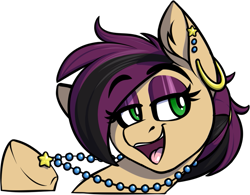 Size: 921x720 | Tagged: safe, artist:notetaker, imported from derpibooru, oc, oc only, oc:pearl star, earth pony, pony, ear piercing, female, jewelry, necklace, pearl necklace, piercing, simple background, solo, transparent background