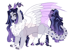 Size: 4300x3000 | Tagged: safe, artist:gigason, imported from derpibooru, oc, oc only, oc:legedermain, draconequus, hybrid, clothes, cloven hooves, colored claws, colored hooves, colored horn, colored pinnae, colored wings, draconequus oc, elbow fluff, gradient hooves, gradient mane, gradient tail, hoof polish, horn, hybrid wings, interspecies offspring, lavender eyes, lidded eyes, multicolored horn, multicolored wings, nonbinary, obtrusive watermark, offspring, parent:discord, parent:twilight sparkle, parents:discolight, partially open wings, paws, purple eyes, raised hoof, ruff, shiny hooves, simple background, socks, solo, sparkly mane, sparkly tail, spikes, standing, striped horn, tail, transparent background, transparent wings, unshorn fetlocks, watermark, wings