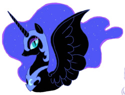 Size: 1025x780 | Tagged: safe, artist:moondeer1616, imported from derpibooru, nightmare moon, alicorn, female, jewelry, mare, ms paint, regalia, simple background, slit pupils, solo, white background