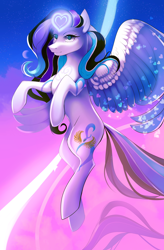 Size: 2000x3052 | Tagged: safe, artist:orfartina, imported from derpibooru, oc, oc only, oc:luminess, pegasus, pony, female, gradient background, magic, mare, solo