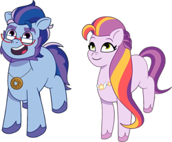 Size: 1022x844 | Tagged: safe, edit, edited screencap, editor:pascalmulokozi2, imported from derpibooru, screencap, earth pony, pony, spoiler:g5, spoiler:my little pony: tell your tale, spoiler:tyts02e11, argyle starshine, background removed, couple, duo, duo male and female, female, g5, male, mare, my little pony: tell your tale, not a vector, simple background, stallion, sunny starscout's mother, sunny starscout's parents, transparent background, written in the starscouts