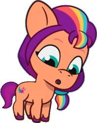 Size: 289x364 | Tagged: safe, edit, edited screencap, editor:pascalmulokozi2, imported from derpibooru, screencap, sunny starscout, earth pony, pony, spoiler:g5, spoiler:my little pony: tell your tale, spoiler:tyts02e11, baby, baby pony, baby sunny starscout, background removed, female, filly, filly sunny starscout, foal, g5, mane stripe sunny, my little pony: tell your tale, not a vector, simple background, solo, sunnybetes, transparent background, written in the starscouts, younger