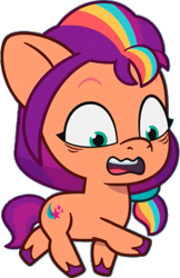 Size: 429x664 | Tagged: safe, edit, edited screencap, editor:pascalmulokozi2, imported from derpibooru, screencap, sunny starscout, pony, spoiler:g5, spoiler:my little pony: tell your tale, spoiler:tyts02e11, baby, baby pony, baby sunny starscout, background removed, female, filly, filly sunny starscout, foal, g5, mane stripe sunny, my little pony: tell your tale, not a vector, simple background, solo, sunnybetes, transparent background, written in the starscouts, younger