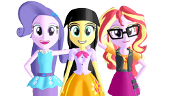 Size: 1280x720 | Tagged: safe, imported from derpibooru, sci-twi, sunset shimmer, twilight sparkle, alicorn, equestria girls, clothes, clothes swap, cosplay, costume, eyeshadow, female, grin, makeup, my little pony equestria girls: better together, simple background, smiling, transparent background, trio, trio female, twilight sparkle (alicorn), twilight sparkle's clothes, twolight