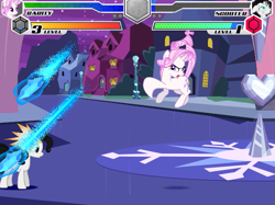 Size: 635x474 | Tagged: safe, imported from ponybooru, fleur-de-lis, rarity, earth pony, fighting is magic, clone, crystal empire, diamonds, fan game, fighting game, game screencap, my little pony, palette swap, private version, recolor, scooter (character)