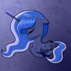 Size: 1600x1600 | Tagged: safe, artist:scandianon, imported from derpibooru, princess luna, alicorn, eyes closed, female, lying down, mare, ponyloaf, prone, solo