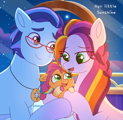 Size: 1098x1066 | Tagged: safe, artist:jaanhavi, imported from derpibooru, sunny starscout, earth pony, pony, spoiler:g5, spoiler:my little pony: tell your tale, spoiler:tyts02e11, argyle starshine, baby, baby pony, baby sunny starscout, cute, father and child, father and daughter, female, filly, foal, g5, male, mare, mother and child, mother and daughter, my little pony: tell your tale, stallion, sunny starscout's mother, sunny starscout's parents, sunnybetes, trio, written in the starscouts, younger