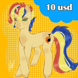 Size: 2048x2048 | Tagged: safe, artist:umexq, imported from derpibooru, oc, pony, unicorn, adoptable, horn, solo