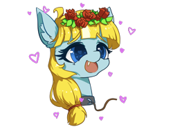 Size: 2732x2048 | Tagged: safe, alternate version, artist:tinybenz, imported from derpibooru, oc, oc only, oc:phileek, pegasus, collar, cute, cute little fangs, fangs, floral head wreath, flower, flower in hair, heart, heart eyes, pegasus oc, simple background, solo, transparent background, wingding eyes, wings