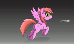 Size: 4000x2400 | Tagged: safe, artist:darkdoomer, imported from derpibooru, oc, oc only, oc:amre, pegasus, pony, 4chan, bootleg, butt, female, flying, gradient background, mare, plot, solo, spread wings, tail, underhoof, wings