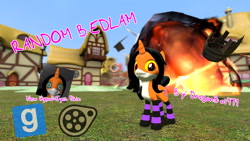 Size: 1280x720 | Tagged: safe, artist:dragonboi471, imported from derpibooru, screencap, oc, oc only, oc:bedlam, pony, 3d, clothes, download at source, downloadable, explosion, gmod, ponyville, socks, solo, striped socks