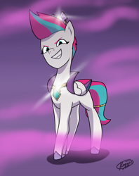 Size: 1900x2400 | Tagged: safe, artist:roggerclover, imported from derpibooru, opaline arcana, zipp storm, spoiler:g5, spoiler:my little pony: tell your tale, corrupted, crown, female, g5, jewelry, my little pony: a new generation, my little pony: tell your tale, regalia, solo