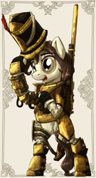 Size: 1104x2048 | Tagged: safe, artist:uteuk, imported from derpibooru, earth pony, pony, armor, bipedal, female, gun, hat, mare, rifle, soldier, soldier pony, steampunk, weapon