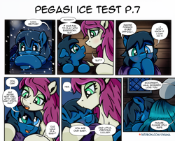 Size: 3508x2834 | Tagged: safe, artist:dsana, imported from derpibooru, oc, oc:lullaby dusk, oc:thistledown, earth pony, pegasus, pony, comic:a storm's lullaby