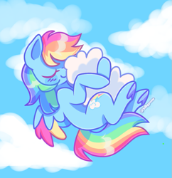 Size: 673x695 | Tagged: safe, artist:sillyp0ne, imported from derpibooru, rainbow dash, pegasus, pony, blue coat, blushing, cloud, colored hooves, colored underhoof, colored wings, colored wingtips, cuddling, cute, dashabetes, eyelashes, eyes closed, female, flying, holding, hoof hold, long mane, long tail, mare, multicolored hair, multicolored mane, multicolored tail, multicolored wings, outdoors, rainbow hair, rainbow tail, shiny mane, shiny tail, signature, sky background, small wings, smiling, snuggling, solo, spread wings, tail, underhoof, wings