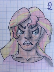 Size: 2992x4000 | Tagged: safe, artist:lukasz, imported from derpibooru, sunset shimmer, human, equestria girls, graph paper, solo, traditional art