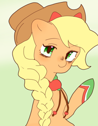 Size: 2250x2883 | Tagged: safe, artist:ling376384, imported from derpibooru, applejack, earth pony, pony, bust, female, gradient background, mare, portrait, solo