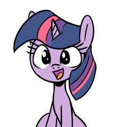 Size: 775x844 | Tagged: safe, artist:wenni, imported from derpibooru, twilight sparkle, pony, unicorn, female, horn, mare, open mouth, simple background, sitting, smiling, solo, white background