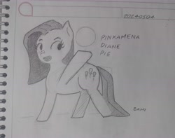 Size: 7099x5608 | Tagged: safe, imported from derpibooru, pinkie pie, earth pony, cute, pencil drawing, pinkamena diane pie, sketch, solo, traditional art