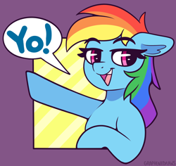 Size: 1750x1650 | Tagged: safe, artist:graphene, imported from derpibooru, rainbow dash, cute, dialogue, solo, wingless, yo
