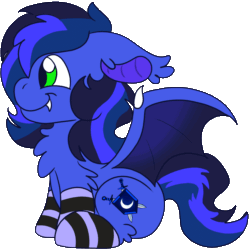 Size: 1920x1920 | Tagged: safe, artist:euspuche, imported from derpibooru, oc, oc only, oc:guard cobalt flash, bat pony, animated, bat pony oc, bat wings, clothes, commission, cute, gif, heart, kissing, simple background, smooch, socks, solo, striped socks, transparent background, wings
