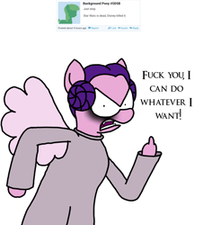 Size: 3023x3351 | Tagged: safe, artist:professorventurer, imported from derpibooru, pipp petals, series:ask pippamena: bonus content, clothes, cosplay, costume, g5, may the fourth be with you, middle finger, not canon, pippamena, princess leia, star wars, vulgar