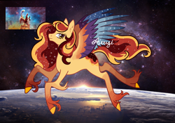 Size: 3508x2480 | Tagged: safe, artist:asougi, imported from derpibooru, oc, oc only, pegasus, pony, adoptable, concave belly, full body, pegasus oc, slender, solo, space, space background, thin, wings